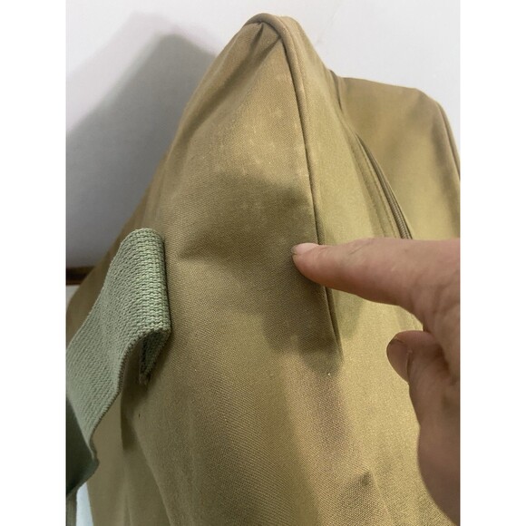Vintage Chaps Ralph Lauren Canvas Khaki Duffel Bag 3 Pockets Military Surplus - Picture 7 of 16